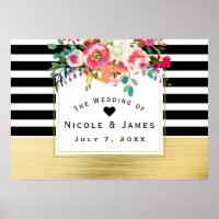 Bannière de mariage moderne florale glamour noir b