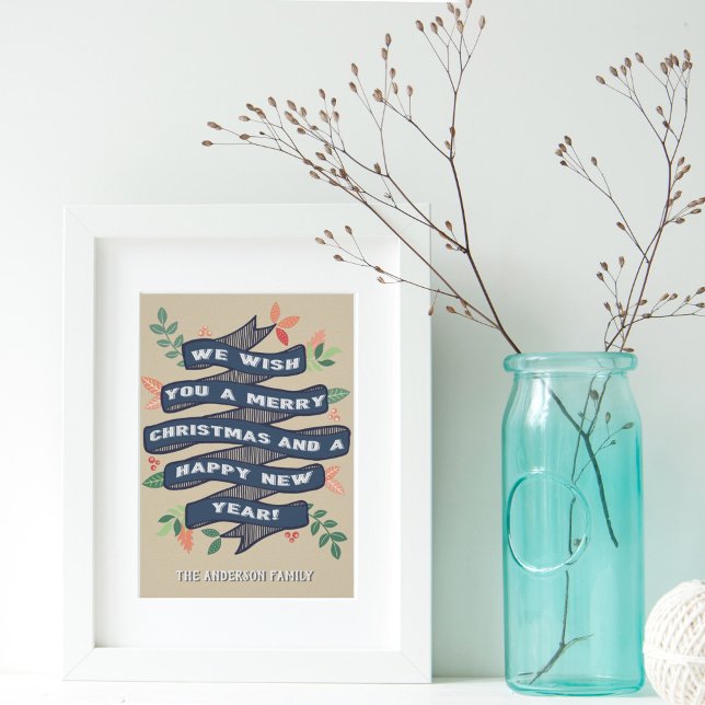 Affiche Bannière de Noël Florale Fantaisiste Vacances (Créateur téléchargé)