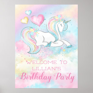 Affiche Bannière de panneau d'anniversaire de licorne past