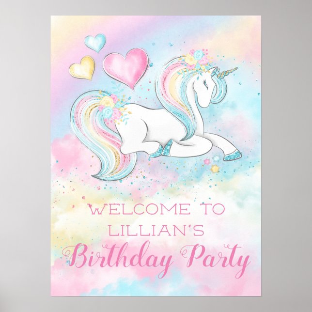 Affiche Bannière de panneau d'anniversaire de licorne past (Devant)