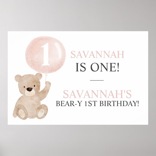 Affiche Bannière de premier anniversaire de Bear (Devant)