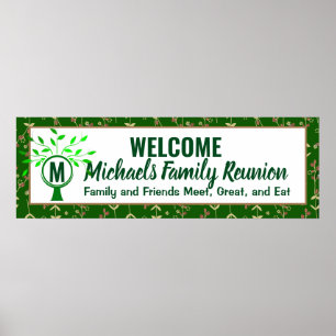 Affiche Bannière de réunion de la famille Monogramme