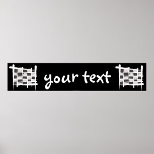 Affiche Bannière d'indicateur À damiers brosse