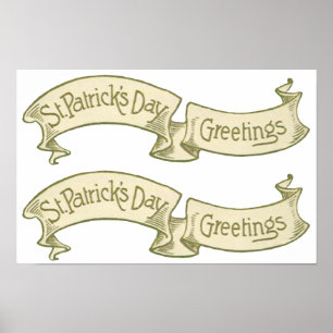 Affiche Bannière dorée de vœux de la Saint-Patrick vintage