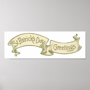 Affiche Bannière dorée de vœux de la Saint-Patrick vintage