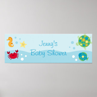 Affiche Bannière du Baby shower de Créature de la mer de C