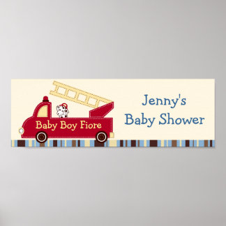 Affiche Bannière du Baby shower de pompier Moteur 27