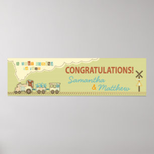 Affiche Bannière du Baby shower du train Choo Choo