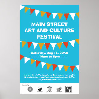 Affiche Bannière du festival de rue communautaire drapeaux