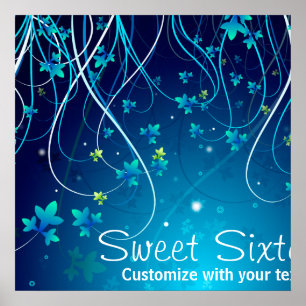 Affiche Bannière du sweet sixteen Turquoise Blue Swils Par