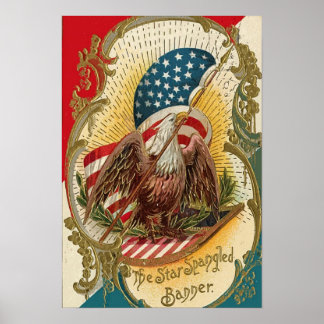 Affiche Bannière étoilée Eagle drapeau américain Imprimer
