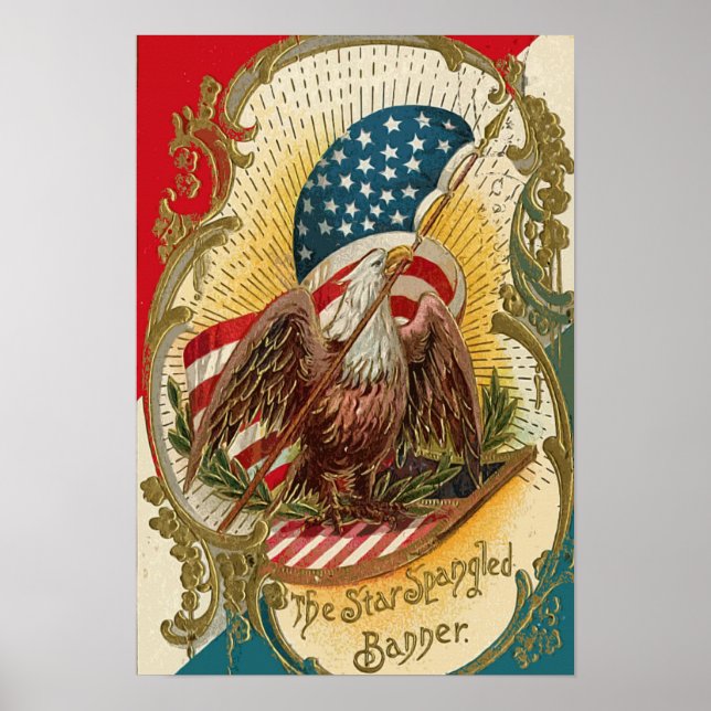 Affiche Bannière étoilée Eagle drapeau américain Imprimer (Devant)