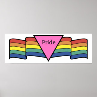 Affiche Bannière Gay pride triangle rose arc-en-ciel