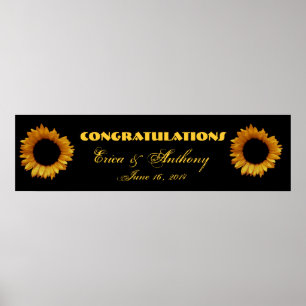 Affiche Bannière Mariage ou Fiançailles Sunflowers