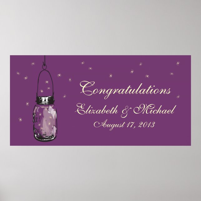 Affiche Bannière Mason Jar et Fireflies (Devant)