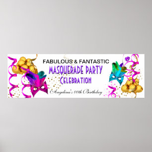 Affiche Bannière MASQUERADE fête d'anniversaire multicolor