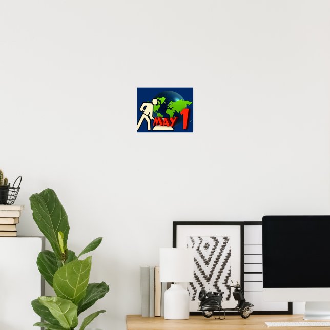 Affiche Bannière mondiale de la fête des travailleurs (Bureau à domicile)