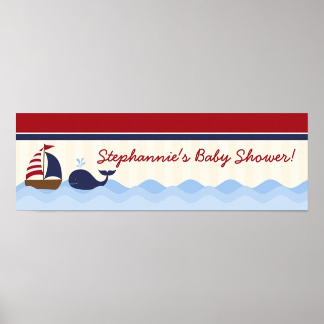 Affiche Bannière personnalisée Ahoy Nautical de 22,5 po x  (Devant)