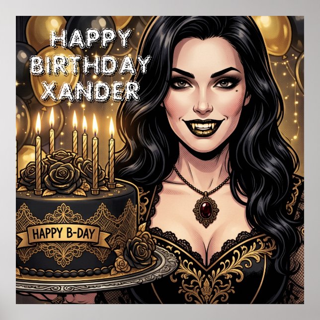 Affiche Bannière personnalisée d'anniversaire de vampire g (Devant)