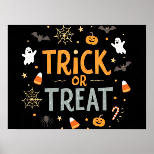 Affiche Bannière treak ou treat jour d'Halloween