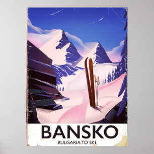 Affiche Bansko Bulgarie à skier