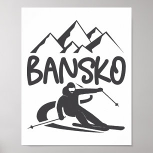 Affiche Bansko Ski Snowboard Bulgarie Resort Distres