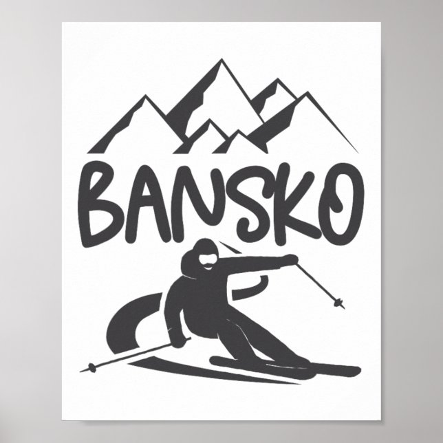 Affiche Bansko Ski Snowboard Bulgarie Resort Distres (Devant)
