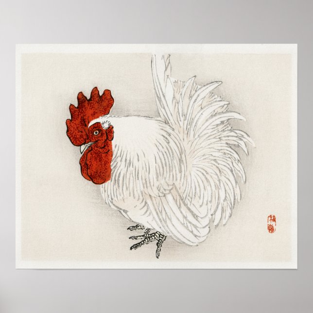 Affiche Bantam japonais par Kōno Bairei (1844-1895) (Devant)