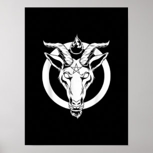 Affiche Baphomet de chèvre foncée, Satanique Lucifer Beelz