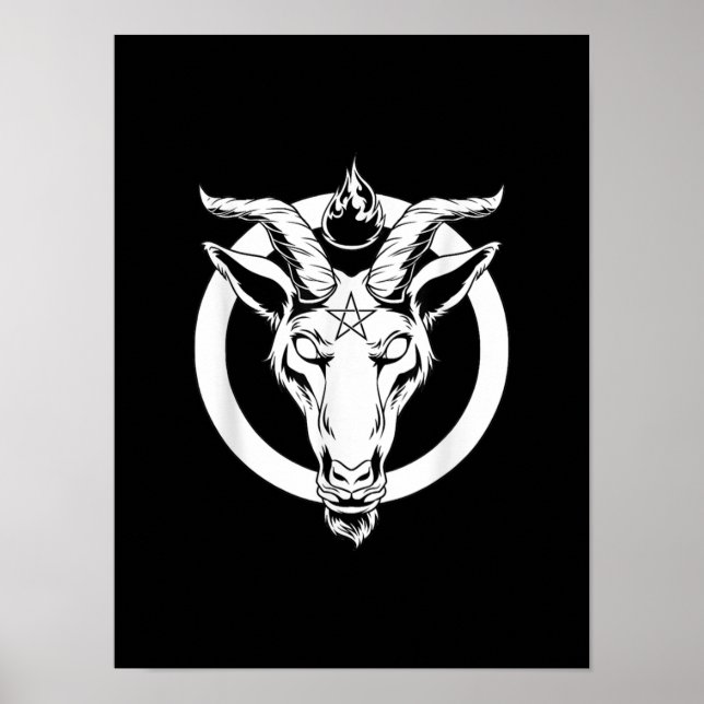 Affiche Baphomet de chèvre foncée, Satanique Lucifer Beelz (Devant)