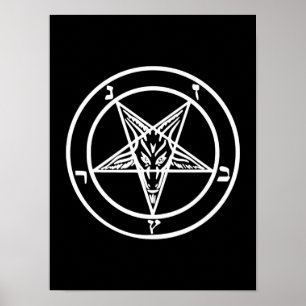 Affiche Baphomet Pentagramme inversé Chèvre Logo satanique
