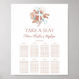 Affiche Baptême bohème Baptême Boho Christening Seing Grap