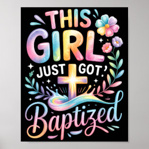Affiche Baptême Cette Fille Vient d'être Baptisée Croix Ch