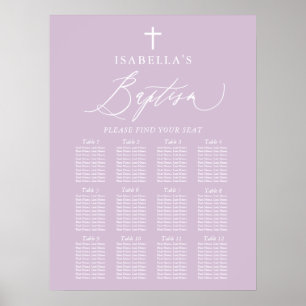 Affiche Baptême de fille de croix blanche violet signe de
