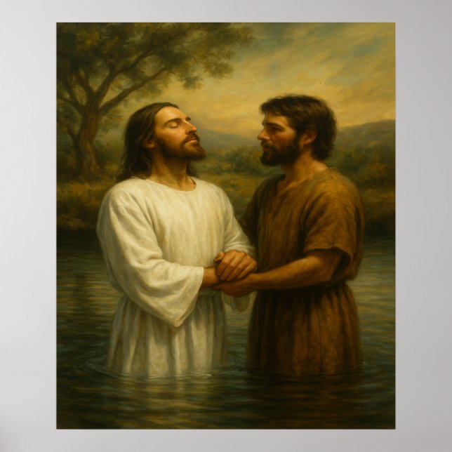 Affiche Baptême de Jesus™ LDS Mur Art Imprimer (Devant)