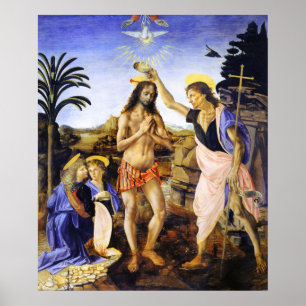 Affiche Baptême du Christ de Léonard de Vinci Beaux-Arts