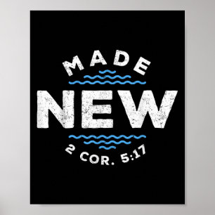 Affiche Baptême vintage Rendu Nouveau En Christ Foi Chréti