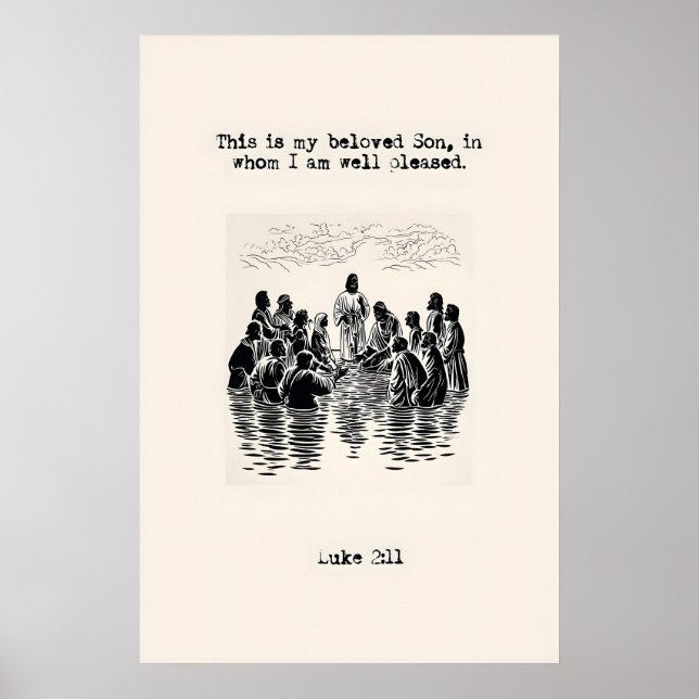 Affiche Baptism of Jesus Art Print Scripture Illustration (Devant)