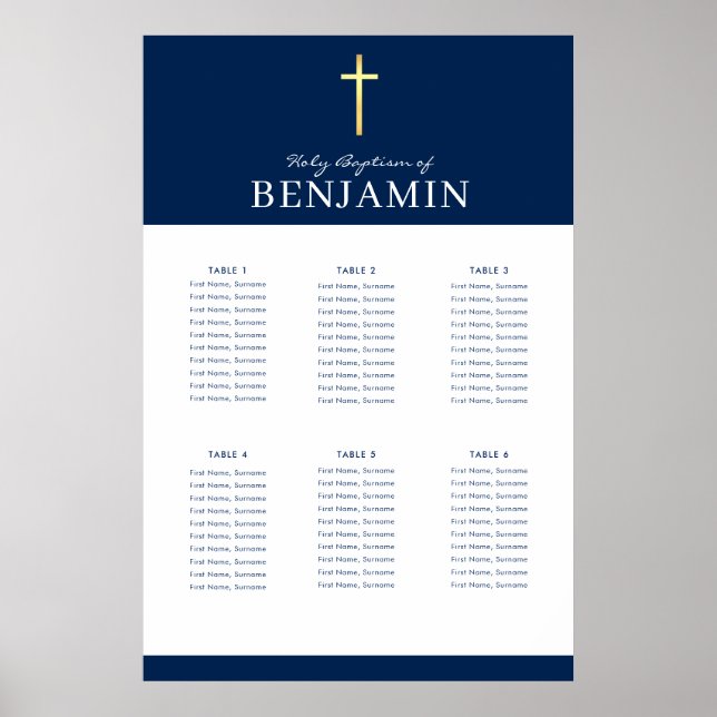 Affiche BAPTISM TABLE PLAN 6 tableaux marine moderne Poste (Devant)