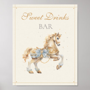 Affiche Bar à boissons Cheval de carrousel vintage