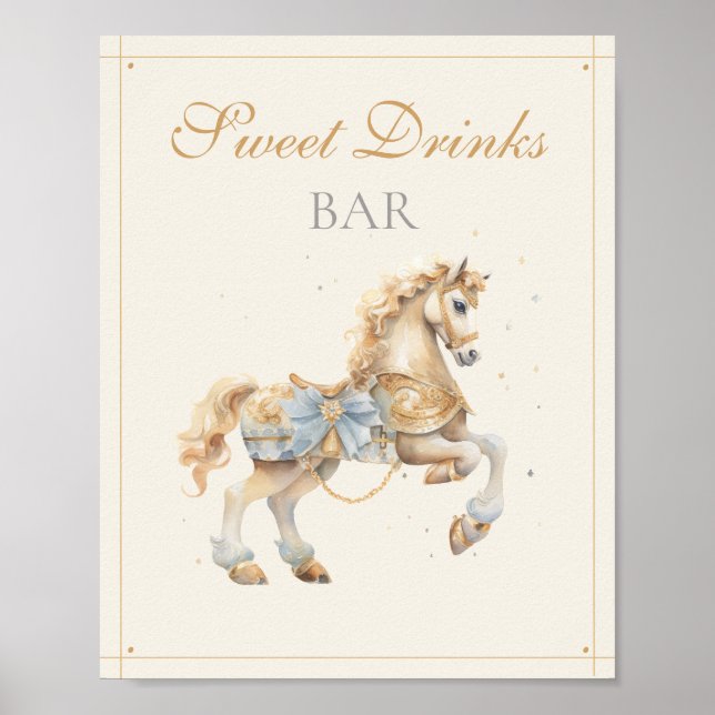 Affiche Bar à boissons Cheval de carrousel vintage (Devant)