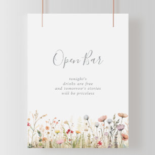Affiche Bar à boissons ouvert Blissful Boho Wildflower Wed