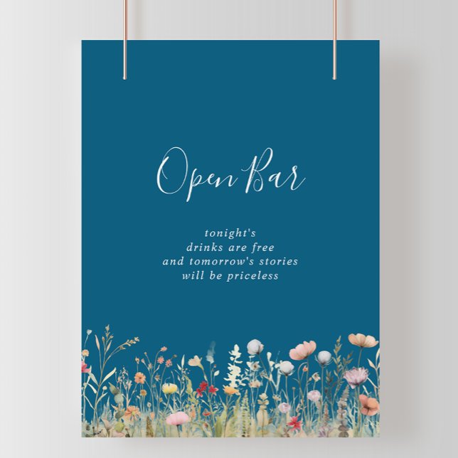 Affiche Bar à boissons ouvert pour mariage champêtre bohèm (Créateur téléchargé)