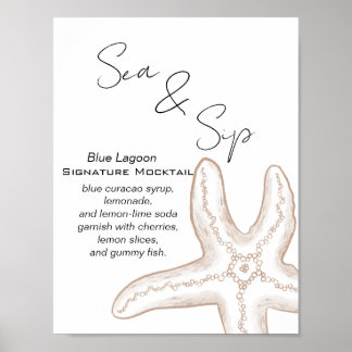 Affiche Bar à boissons pour Baby Shower Sea You Soon