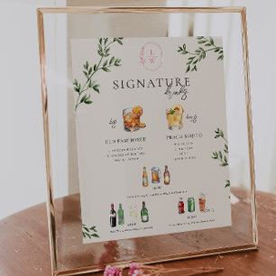 Affiche Bar à boissons signature de la mariée et du marié