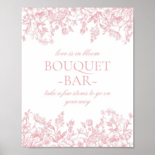 Affiche Bar à bouquet de mariage floral Chinoiserie rose v