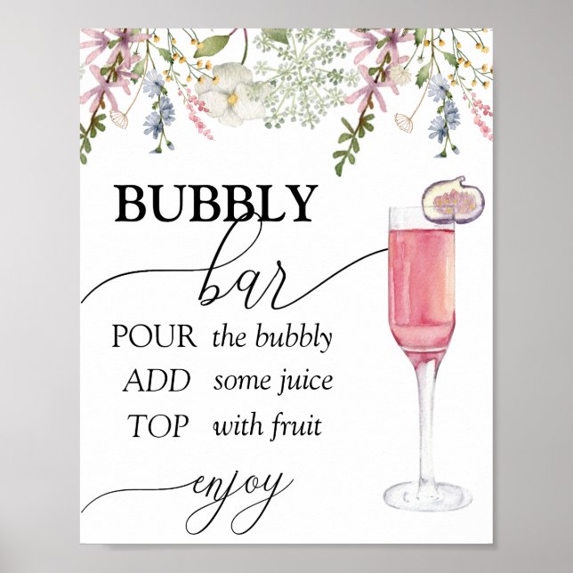 Affiche Bar à bulles | Fleur de Wildflower chic (Devant)