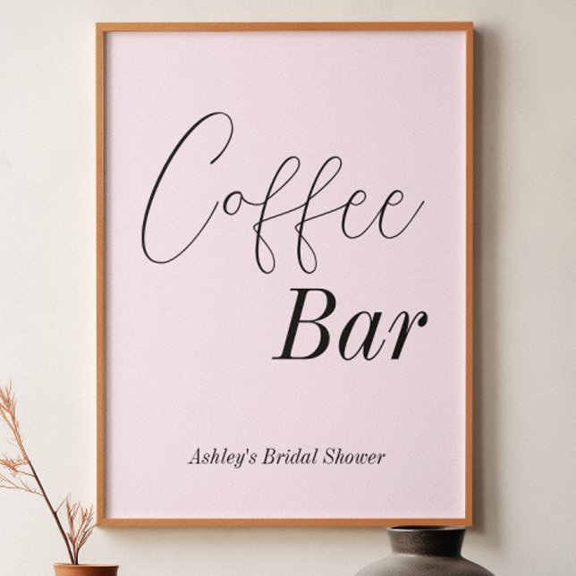 Affiche Bar à café Blush Rose Mariage Shower   (Créateur téléchargé)