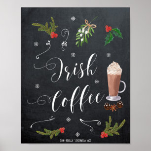 Affiche Bar à café irlandais enseigne de mariage d'hiver N