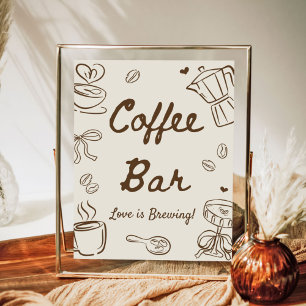 Affiche Bar à café pour Baby Shower : L'amour est en train